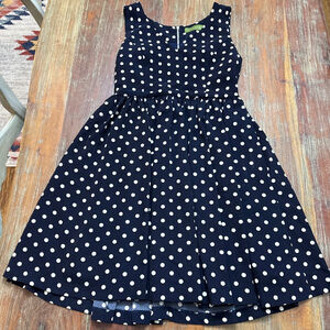 Olive & Pim Polka Dot Sleeveless Dress Black Cream Women's M